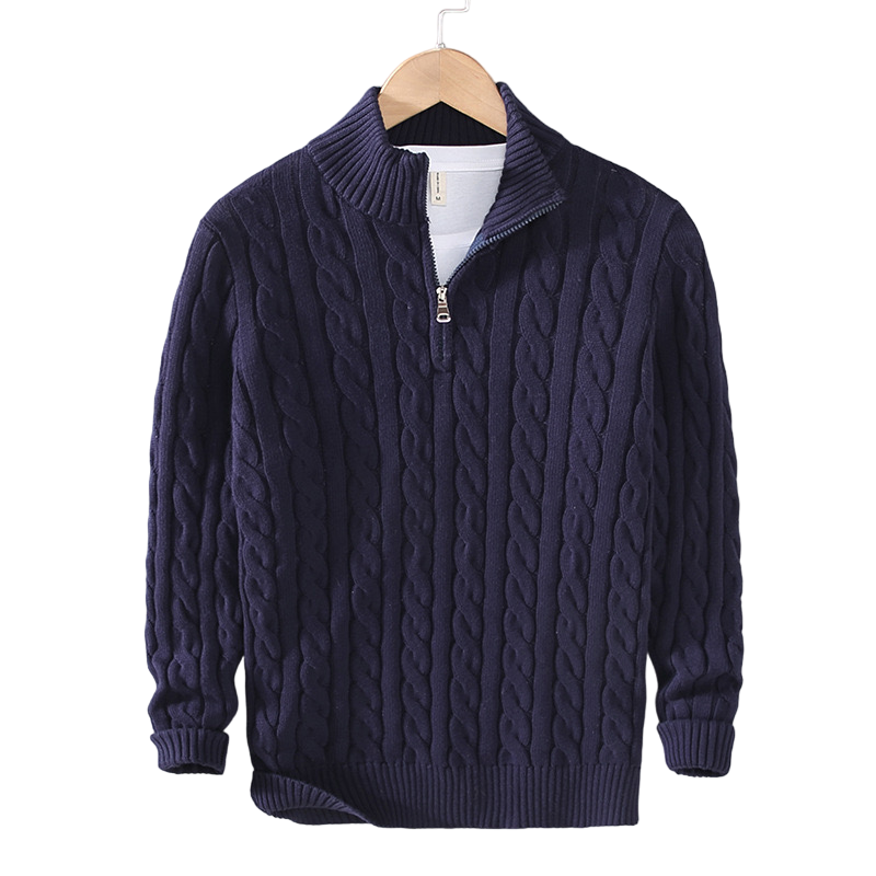 Israel | Zipped Cable Sweater For Men